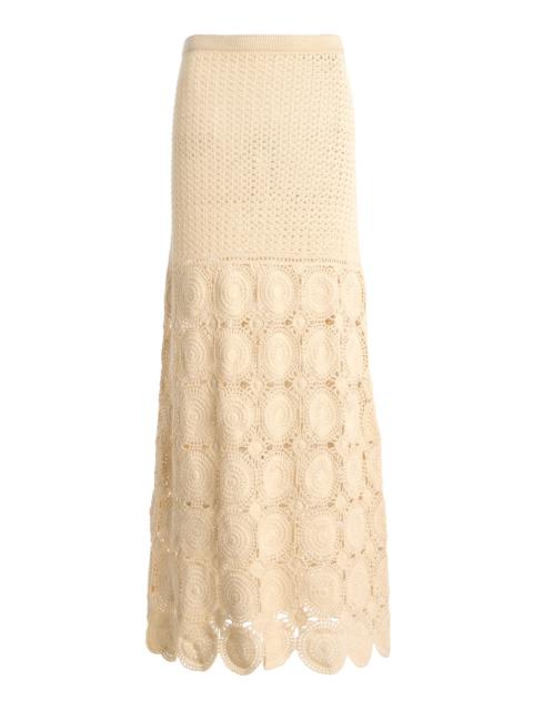 ESCVDO Siula Crocheted Cotton Maxi Skirt ivory