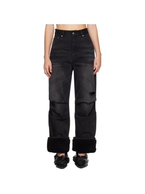 We11done Black Shearling Jeans