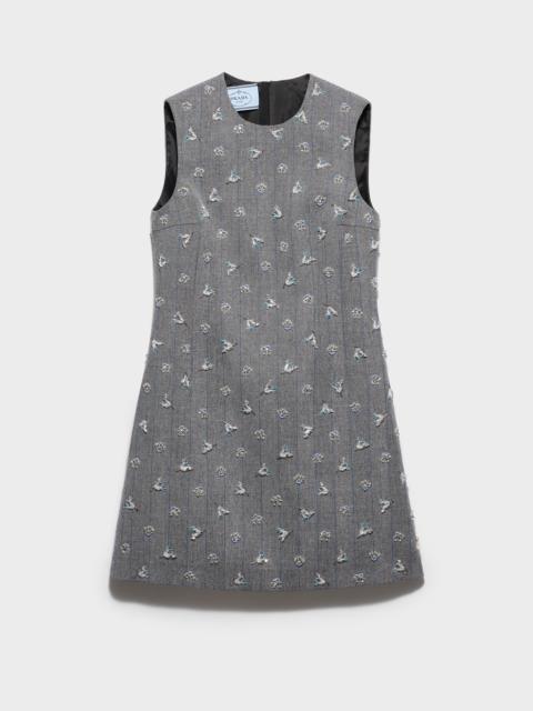 Prada Embroidered pinstripe mini-dress