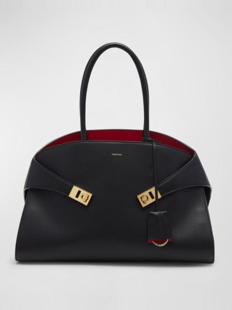 FERRAGAMO Small Hug Leather Top-Handle Bag