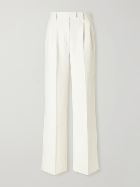 ALMADA LABEL Pleated twill straight-leg pants Cream