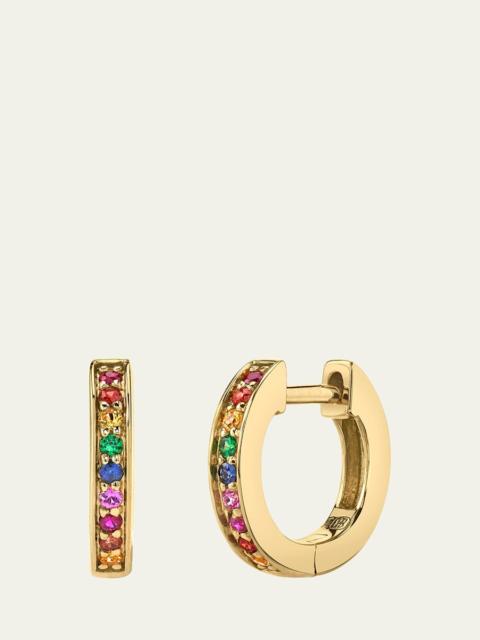 SYDNEY EVAN 14k Gold Rainbow Sapphire Huggie Hoop Earrings