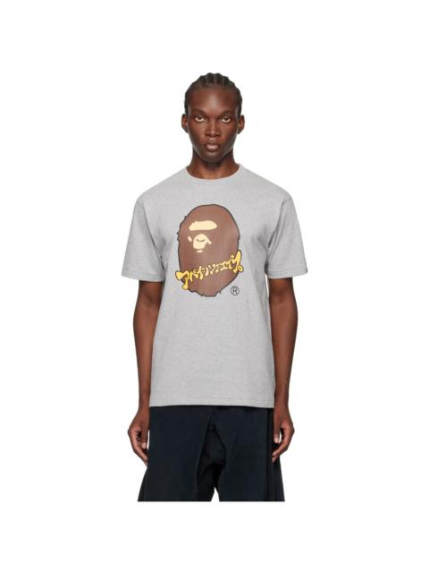 Gray Katakana Ape Head T-Shirt