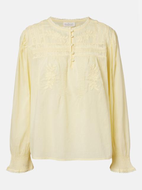 velvet Byrdie lace-trimmed cotton blouse