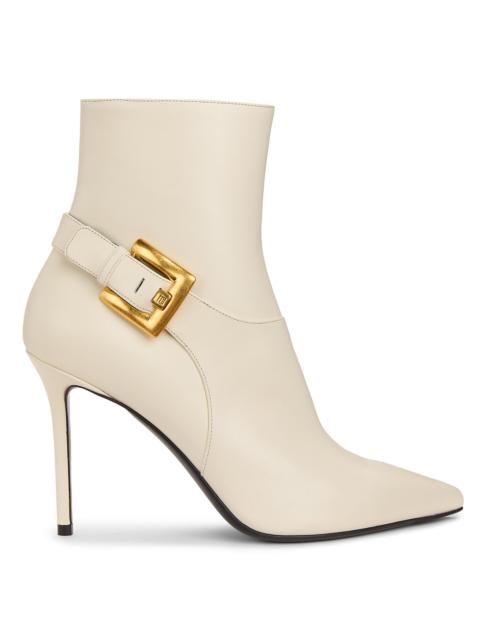 Balmain Women's Anthem 95MM Leather Ankle Boots - Cream