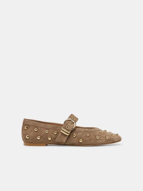 dolce vita MIKEL STUD BALLET FLATS OLIVE SUEDE