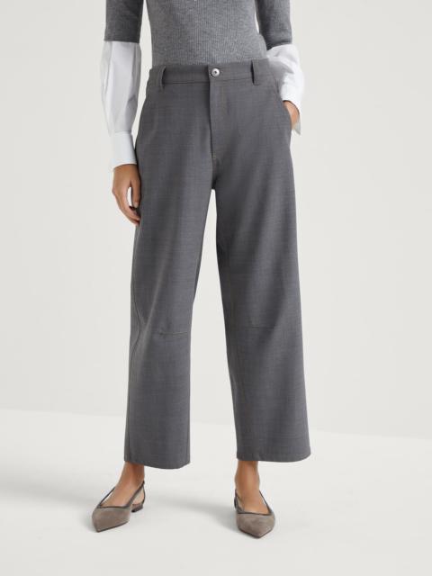 Tropical luxury wool soft curved trousers