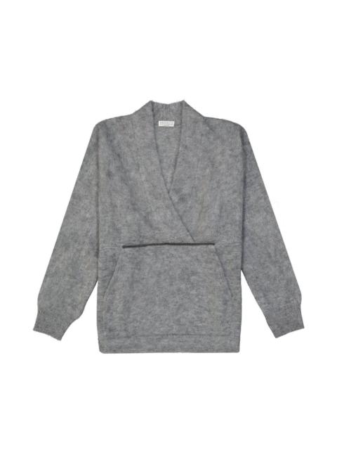 Brunello Cucinelli Brunello Cucinelli Mohair-Blend V-Neck Sweater — Gray