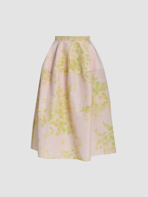 Erdem FLROAL PRINT LINEN CHINE MIDI FULL SKIRT