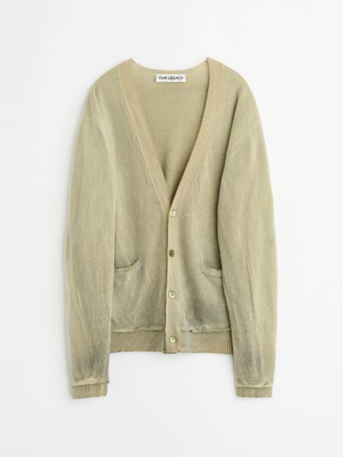 Our Legacy Parallel Cardigan Moss Spray Dye Cherub Wool