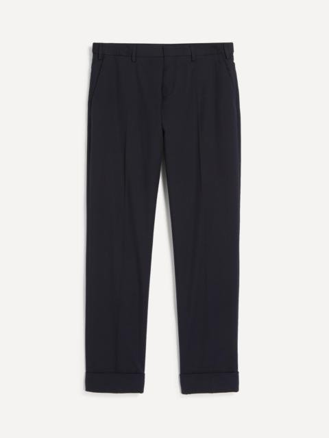 Dries Van Noten Navy Cuffed Cotton-Wool Trousers