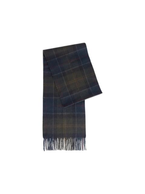 Barbour tartan-check fringed scarf