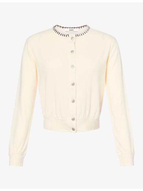 SIEDRÉS Poli Contrast-Stitch Stretch-Jersey Cardigan