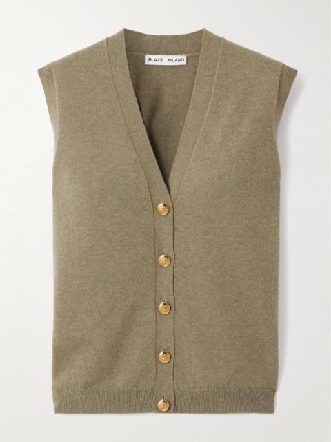 BLAZÉ MILANO Highland wool and cashmere-blend vest Beige