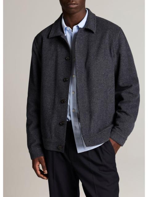 Vince Houndstooth Brushed Wool-Blend Bomber Jacket