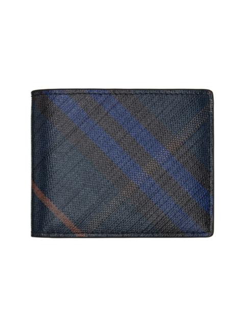 Burberry Navy Check Bifold Wallet