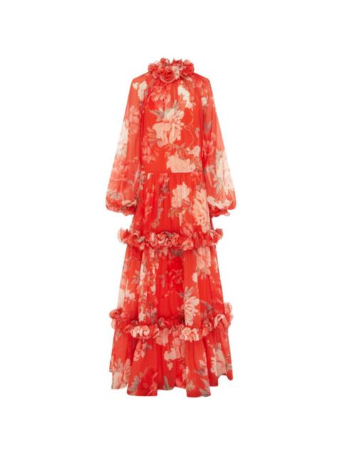 LEO LIN Angela ruffled floral maxi dress