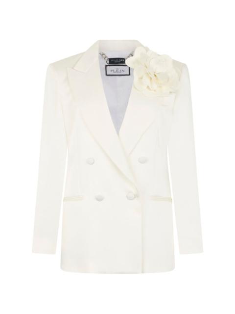 PHILIPP PLEIN double-breasted flower-embellished blazer