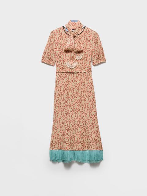 Prada Embroidered floral print sablé dress