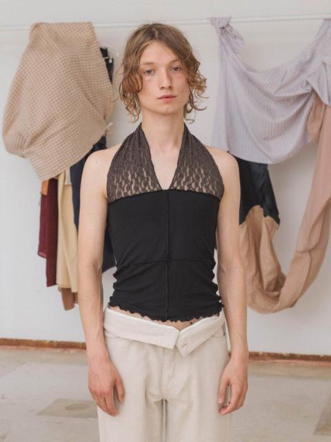 BASERANGE Nehru Halter Top - Lace & Wool