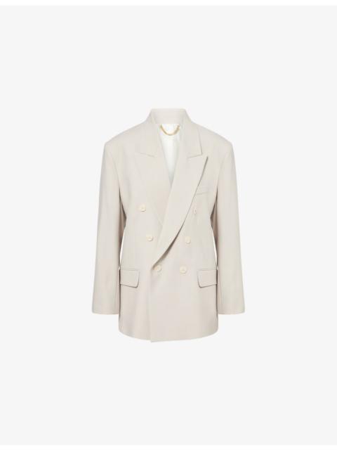 Victoria Beckham Peak-Lapels Relaxed-Fit Stretch-Woven Blazer