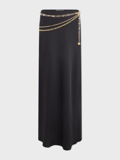 rabanne LONG BLACK SKIRT EMBELLISHED WITH "EIGHT" SIGNATURE CHAIN