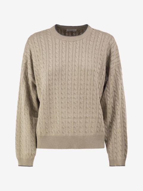 Brunello Cucinelli cable-knit shimmering cotton sweater