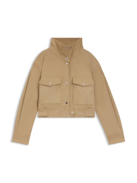 BOSS CROPPED JACKET IN PAPER-TOUCH COTTON TWILL