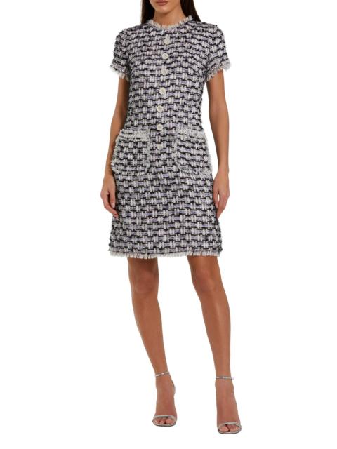 MAC DUGGAL Women's Floral Beaded Tweed Dress - Black Multi