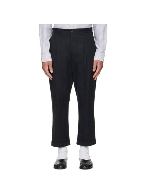 AMI Paris Black Cotton Carrot Oversized Trousers