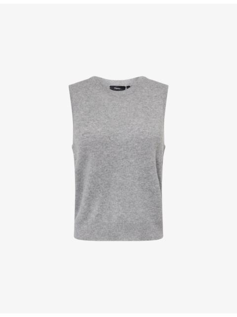 Theory Sleeveless Crewneck Cashmere Top