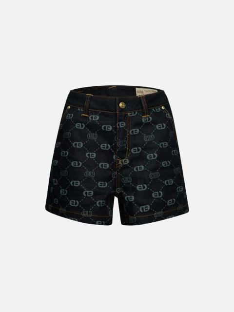 ALLOVER LOGO JACQUARD AND SEAGULL EMBROIDERY LOOSE FIT DENIM SHORT