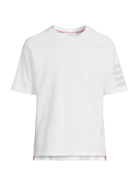 Thom Browne Men's Cotton 4-Bar Stripe T-Shirt - White