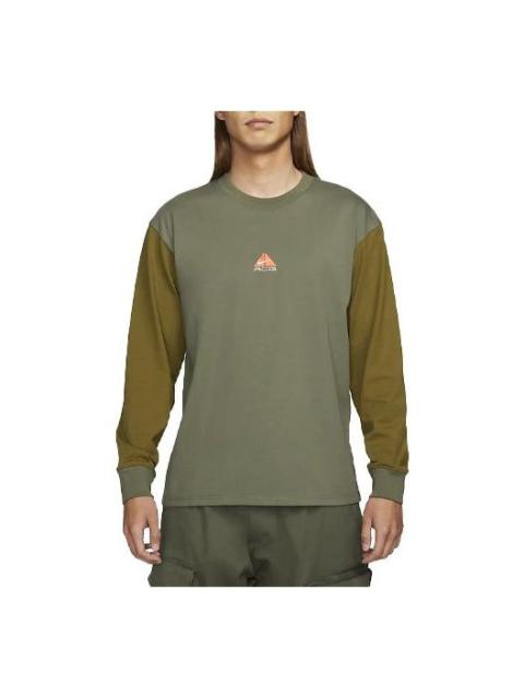 Nike Men's Nike Round Neck Pullover Colorblock Long Sleeves Green T-Shirt DO9682-222