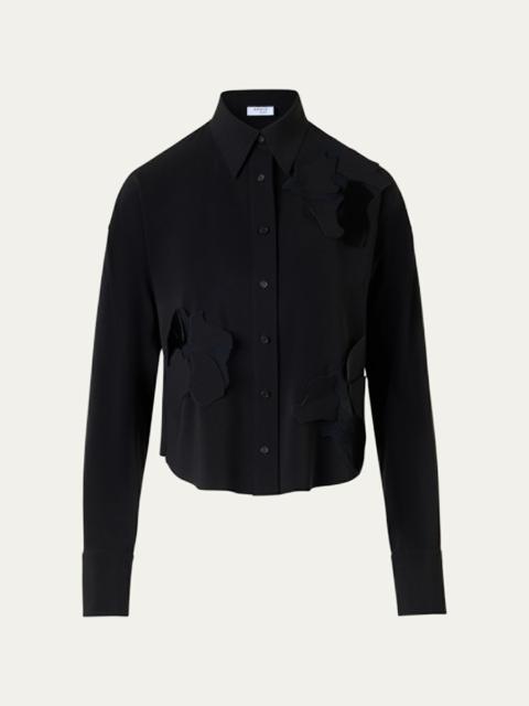 AKRIS Flower Applique Button-Down Shirt