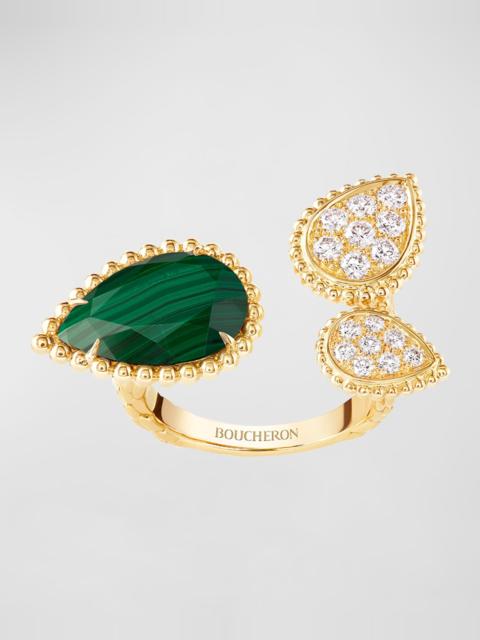 Boucheron Serpent Bohème 18K Yellow Gold Malachite & Diamond 3-Motif Ring