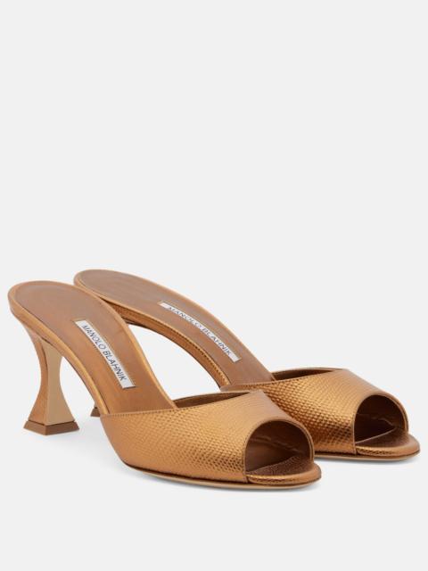 Manolo Blahnik Jadaron metallic leather mules