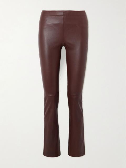 STOULS JP paneled leather flared pants Dark brown