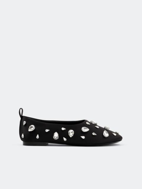 SIMONMILLER Teardrop Crystal Riad Flat in Black/Clear