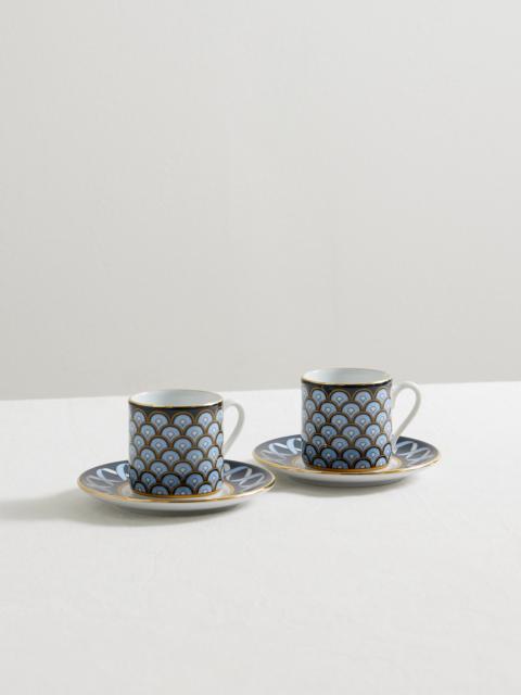 La DoubleJ Impero Set Of Two Gold-plated Porcelain Espresso Cups And Saucers