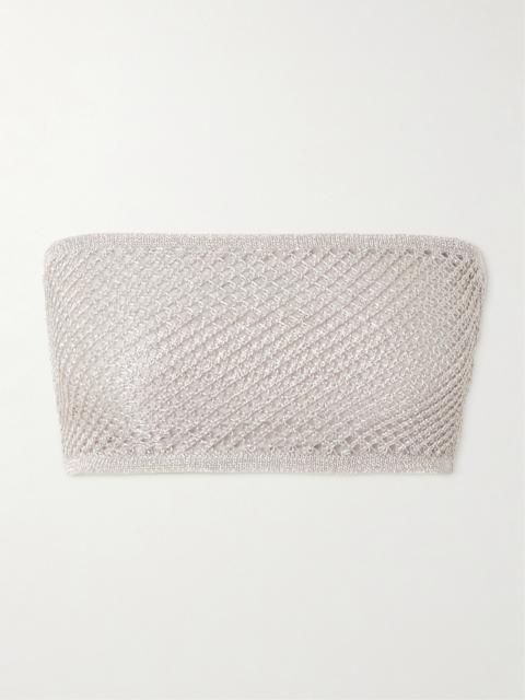 Alaïa Cropped Metallic Open-knit Bandeau Top