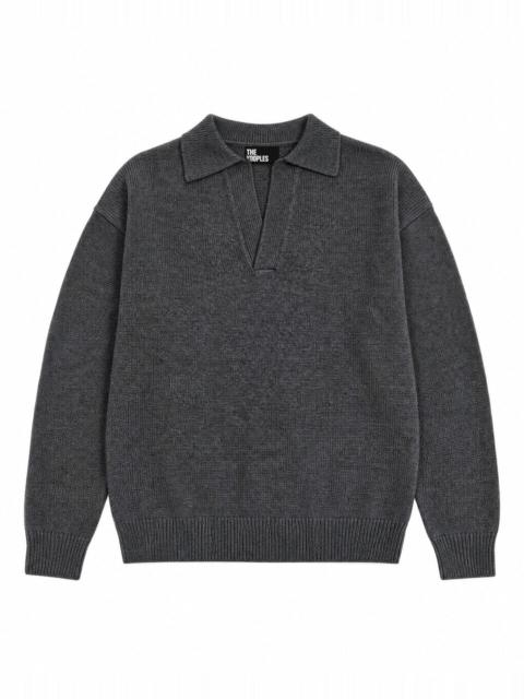 The Kooples GRAY WOOL POLO-NECK SWEATER