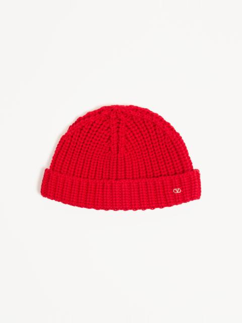Valentino VLOGO SIGNATURE KNITTED COTTON BEANIE