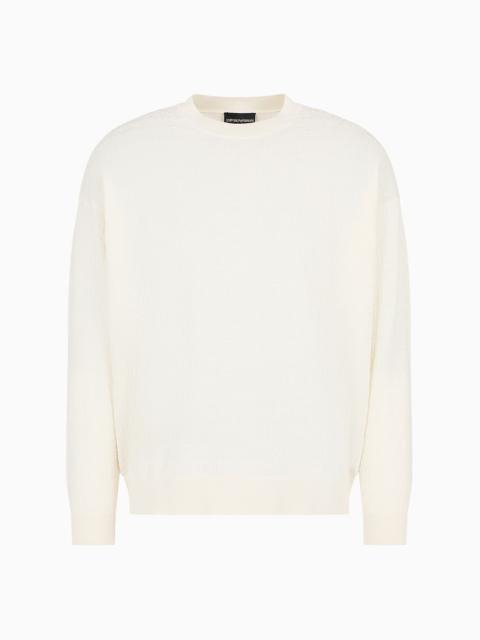 EMPORIO ARMANI Cotton jumper with all-over jacquard lettering