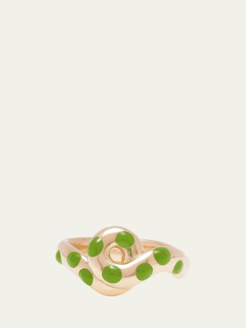 BEA BONGIASCA 9K Gold Chunky Wave Polka Dot Enamel Ring