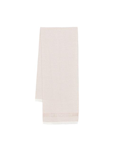 EMPORIO ARMANI herringbone-pattern wool scarf