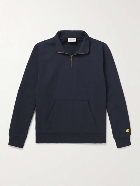 Chase Logo-Embroidered Cotton-Blend Jersey Half-Zip Sweatshirt
