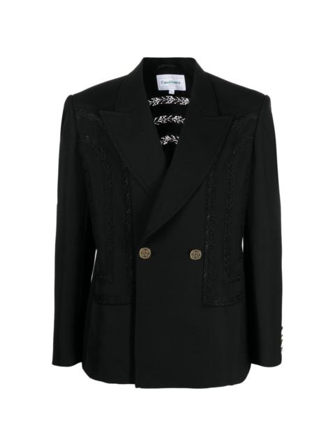 broderie anglaise double-breasted blazer