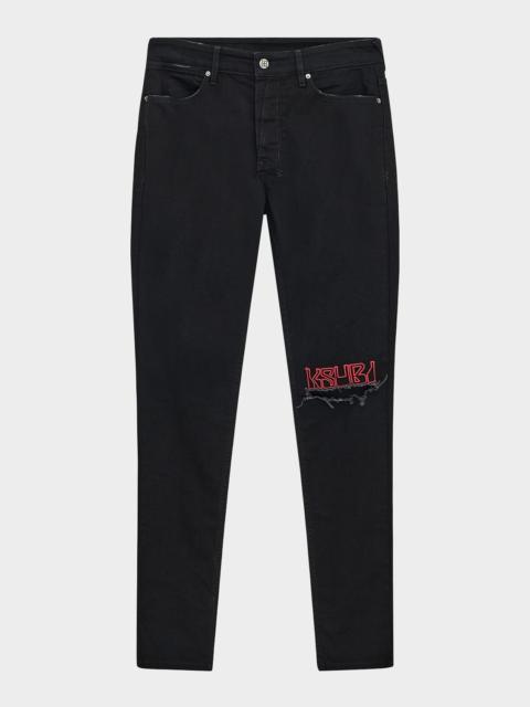 Ksubi Men's Van Winkle Laid Black Sting Skinny Jeans