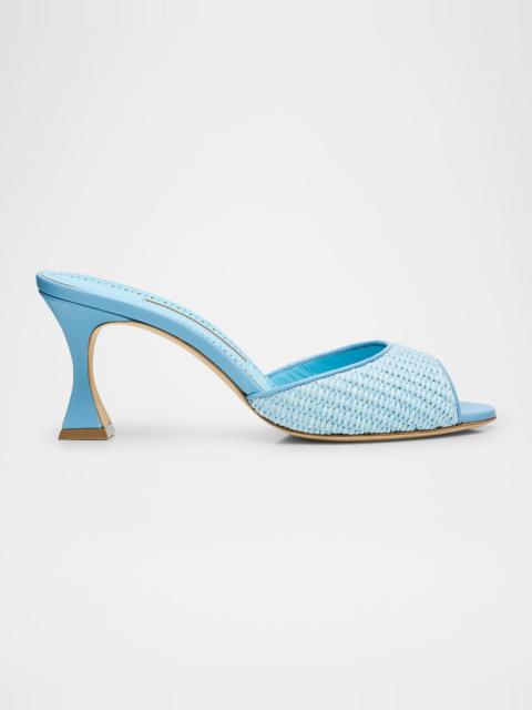 Manolo Blahnik Raffia Jadara Slide Sandals